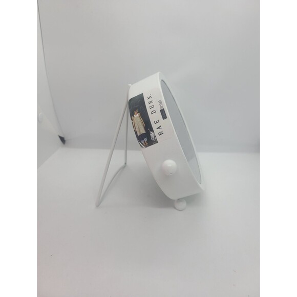 Small Rae Dunn Clock 8" Metal White Round Office Desk Footed Standing Battery - Picture 4 of 6